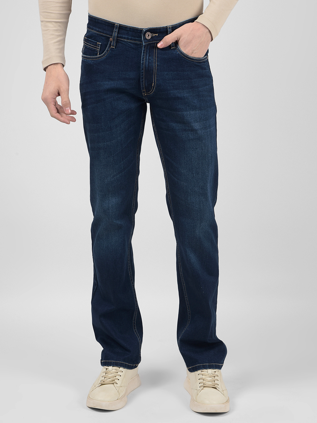 Numero Uno Men Solid Dark Blue Jeans